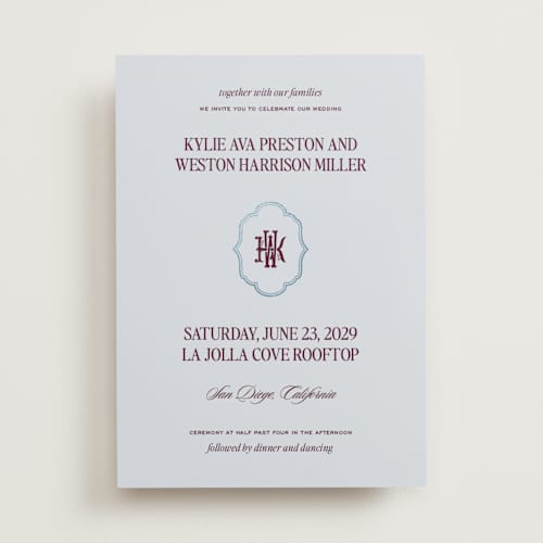 This is a celestial foil stamped wedding invitations with foil pressed by Jenna Holcomb called modern vintage printing on signature in standard