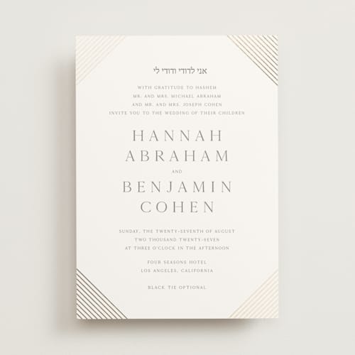 This is a slate foil stamped wedding invitations with foil pressed by Vanessa Doyle called song of solomon printing on signature in standard