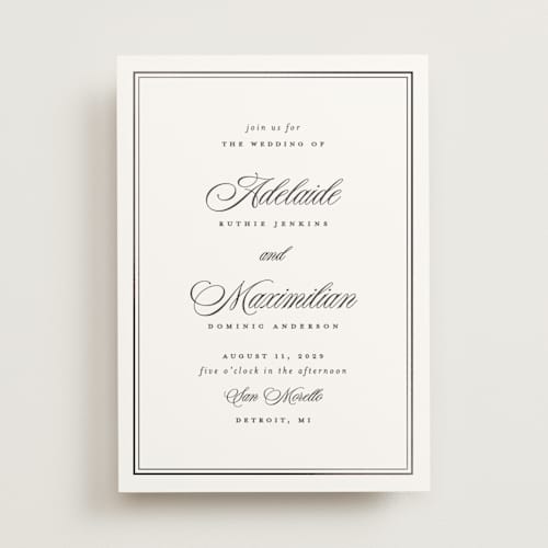This is a midnight foil stamped wedding invitations with foil pressed by Ellen Schlegelmilch called museo printing on signature in standard