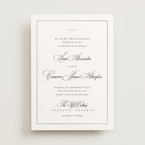 This is a silk foil stamped wedding invitations with foil pressed by Kelly Schmidt called greenwood printing on signature in standard