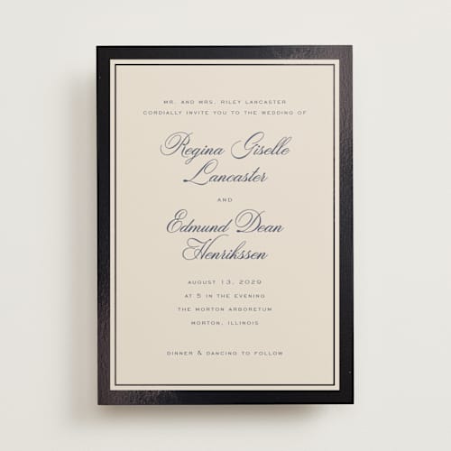 This is a oxford foil stamped wedding invitations with foil pressed by chocomocacino called krytharaki printing on signature in standard