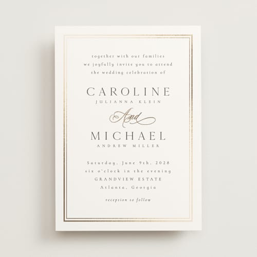 This is a cloud foil stamped wedding invitations with foil pressed by Nicole Walsh called lustre printing on signature in standard