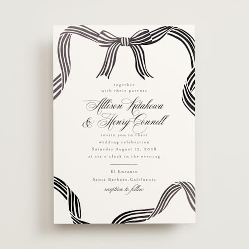 This is a diamond foil stamped wedding invitations with foil pressed by Chris Griffith called all tied up printing on signature in standard