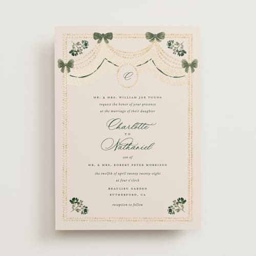 This is a emerald foil stamped wedding invitations with foil pressed by Claudia Orengo called tuileries printing on signature in standard