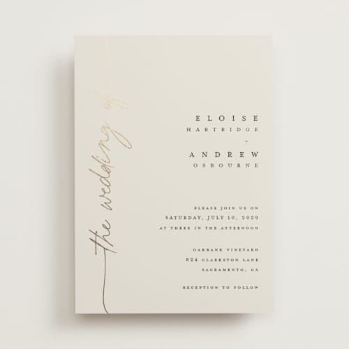 This is a linen foil stamped wedding invitations with foil pressed by Pippa Shaw called silk printing on signature in standard