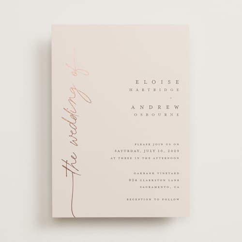 This is a ballet slipper foil stamped wedding invitations with foil pressed by Pippa Shaw called silk printing on signature in standard