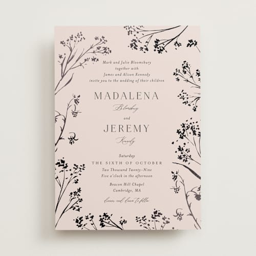 This is a powder foil stamped wedding invitations with foil pressed by frau brandt called shining florals printing on signature in standard