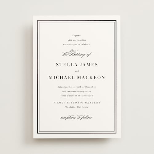 This is a cotton foil stamped wedding invitations with foil pressed by Jennifer Postorino called polished printing on signature in standard