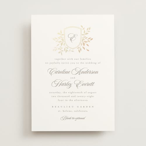This is a chiffon foil stamped wedding invitations with foil pressed by Kristie Kern called aperol printing on signature in standard