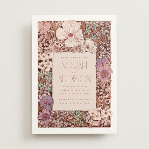 This is a blush foil stamped wedding invitations with foil pressed by Leah Bisch called in the garden printing on signature in standard