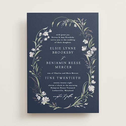 This is a newport seaside foil stamped wedding invitations with foil pressed by Erin L. Wilson called meadow printing on signature in standard