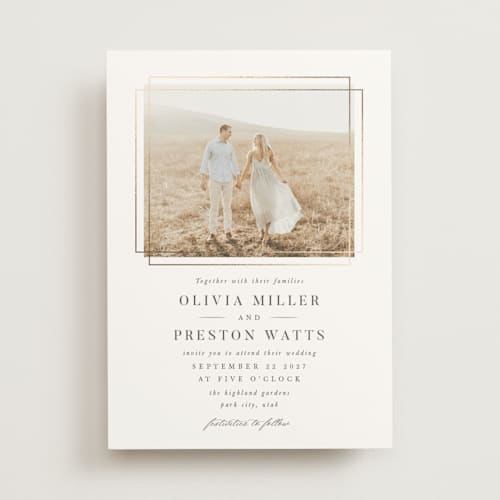 This is a opal foil stamped wedding invitations with foil pressed by Robert and Stella called regent printing on signature in standard