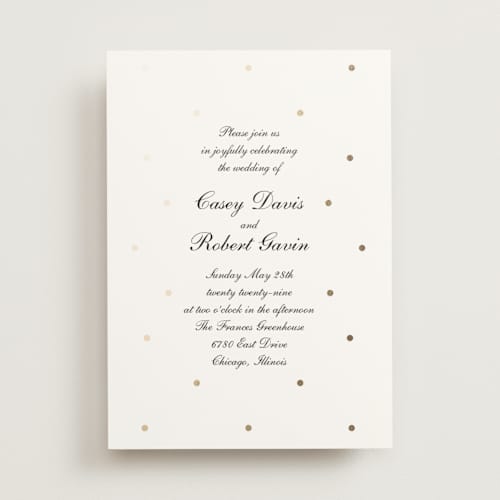 This is a coal foil stamped wedding invitations with foil pressed by Baumbirdy called pearls printing on signature in standard