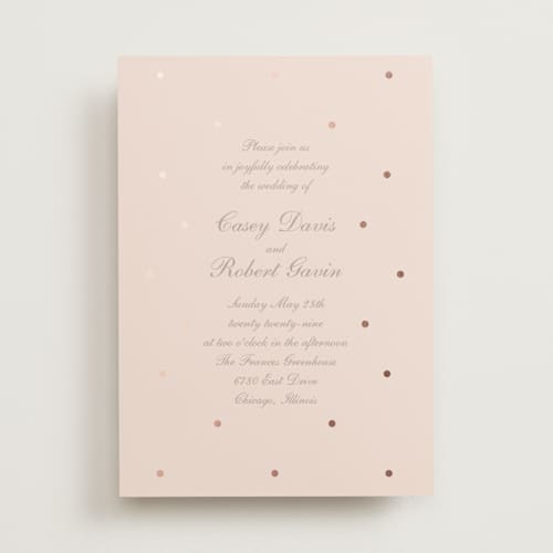 This is a cotton candy foil stamped wedding invitations with foil pressed by Baumbirdy called pearls printing on signature in standard