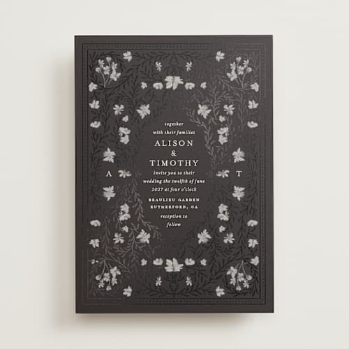 This is a lutyens foil stamped wedding invitations with foil pressed by Claudia Orengo called victorian printing on signature in standard