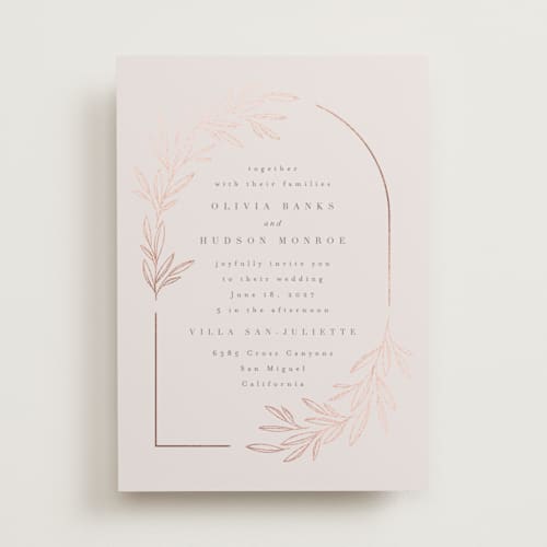 This is a iris foil stamped wedding invitations with foil pressed by Kristie Kern called bianca printing on signature in standard