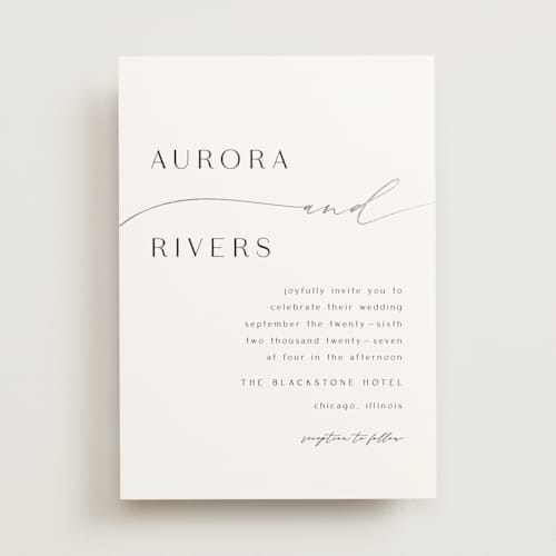 This is a piano foil stamped wedding invitations with foil pressed by Olivia Raufman called gathering printing on signature in standard