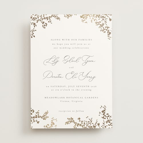 This is a classique foil stamped wedding invitations with foil pressed by Design Lotus called forever and a day printing on signature in standard