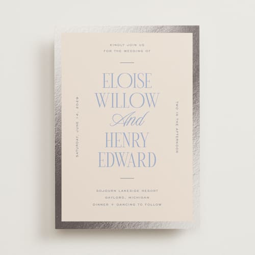 This is a canopy foil stamped wedding invitations with foil pressed by Pixel and Hank called threaded printing on signature in standard