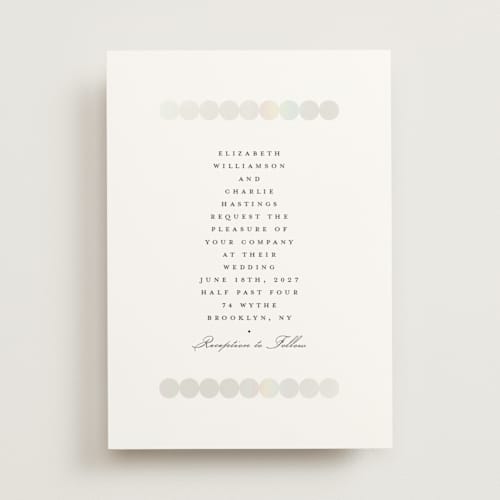 This is a silk gloss press wedding invitations with gloss press by mo kelley called pearls printing on signature in standard