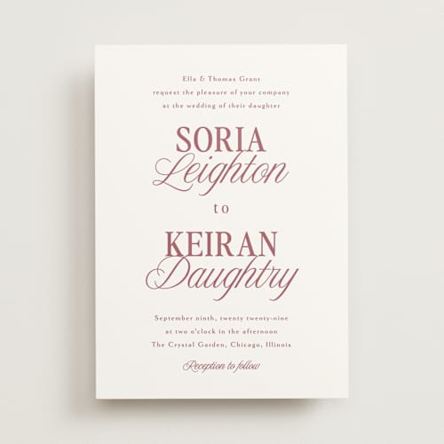 This is a rose wedding invitations with standard by Melanie Kosuge called soria printing on signature in standard