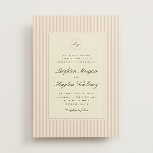 This is a blush wedding invitations with standard by Ellen Schlegelmilch called hayden printing on signature in standard
