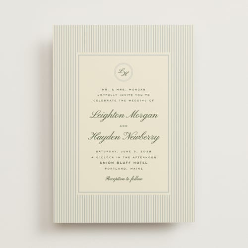 This is a pale blue wedding invitations with standard by Ellen Schlegelmilch called hayden printing on signature in standard