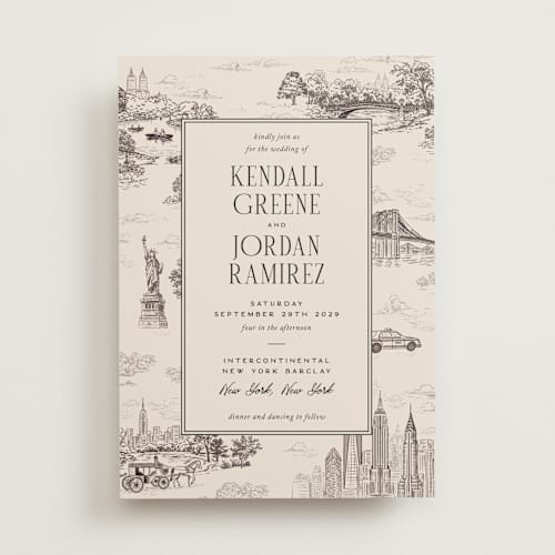 This is a antique wedding invitations with standard by Jenna Holcomb called new york toile printing on signature in standard