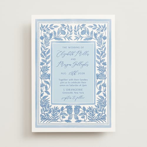 This is a porcelain wedding invitations with standard by Elly called porcelain floral printing on signature in standard
