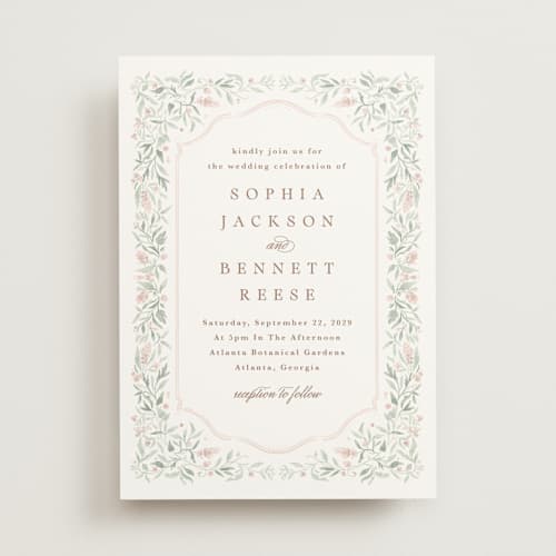 This is a blush wedding invitations with standard by Kristen Smith called delicate vines printing on signature in standard