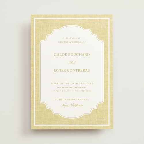 This is a citrus wedding invitations with standard by Kelly Schmidt called summer linen printing on signature in standard