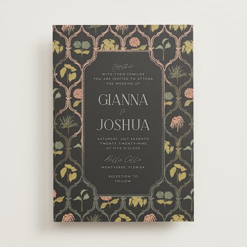 This is a midnight garden wedding invitations with standard by Vera Lim called the gallery printing on signature in standard