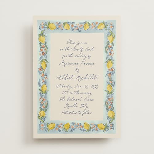 This is a aqua wedding invitations with standard by Chris Griffith called amalfi coast wedding printing on signature in standard