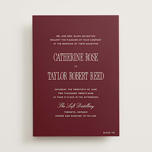 This is a vineyard wedding invitations with standard by Kelly Schmidt called formal minimalist printing on signature in standard