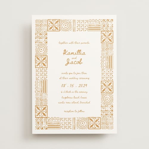This is a amber wedding invitations with standard by Selima Akhter called tribal rythm printing on signature in standard