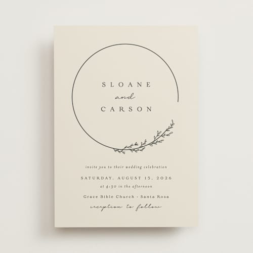 This is a almond wedding invitations with standard by Brianne Larsen called branched printing on signature in standard