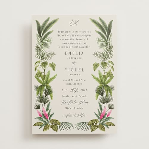 This is a lime wedding invitations with standard by Elly called tropical garden printing on signature in standard
