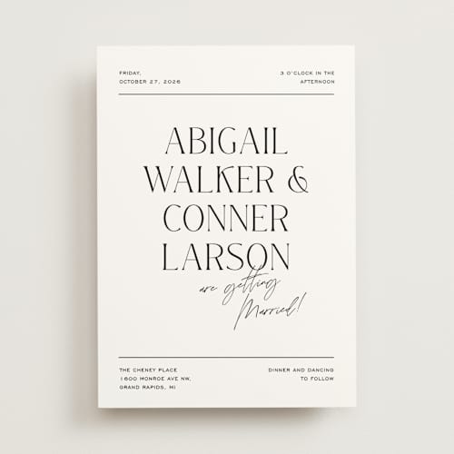 This is a fluff wedding invitations with standard by Pixel and Hank called martini printing on signature in standard