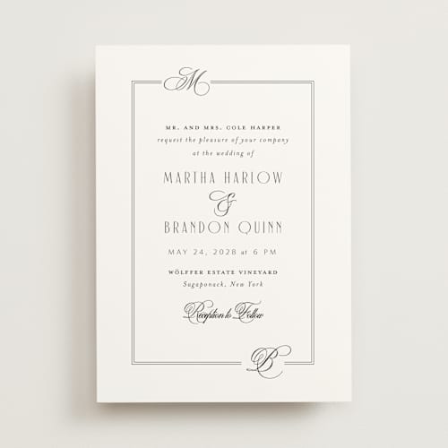 This is a tuxedo wedding invitations with standard by Nicoletta Savod called black tie elegance printing on signature in standard