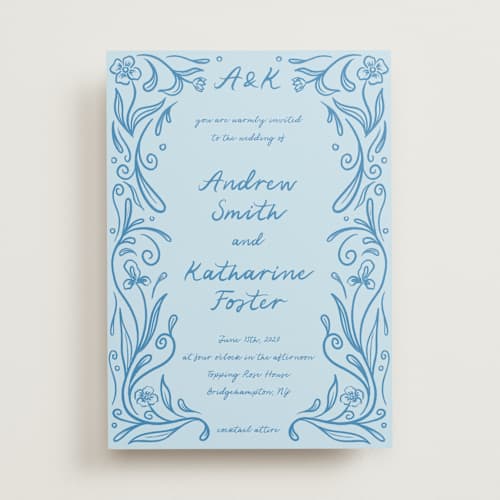 This is a ocean wedding invitations with standard by Julia Liverton called love in bloom printing on signature in standard