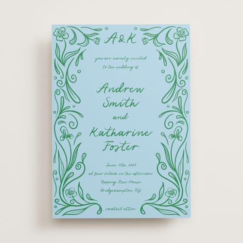 This is a lime wedding invitations with standard by Julia Liverton called love in bloom printing on signature in standard