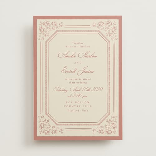 This is a rose wedding invitations with standard by Robert and Stella called constance printing on signature in standard