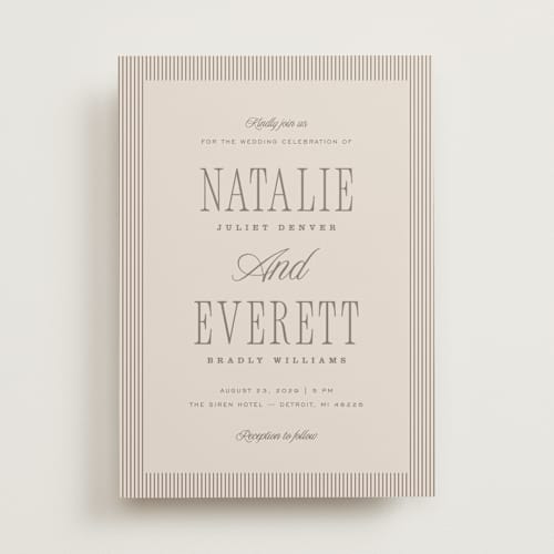 This is a oat wedding invitations with standard by Pixel and Hank called linea printing on signature in standard