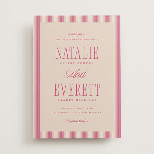 This is a bubblegum wedding invitations with standard by Pixel and Hank called linea printing on signature in standard