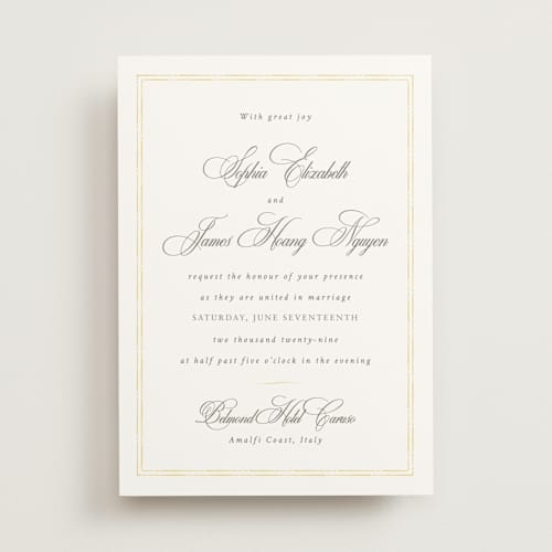 This is a butter wedding invitations with standard by Design Lotus called amalfi blue printing on signature in standard