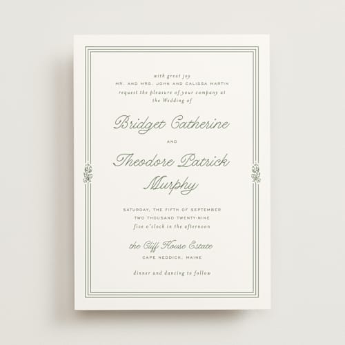 This is a leaf wedding invitations with standard by Kate Ahn called court printing on signature in standard