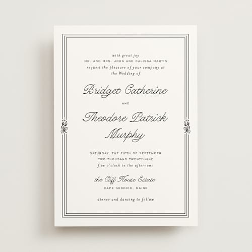 This is a tuxedo wedding invitations with standard by Kate Ahn called court printing on signature in standard