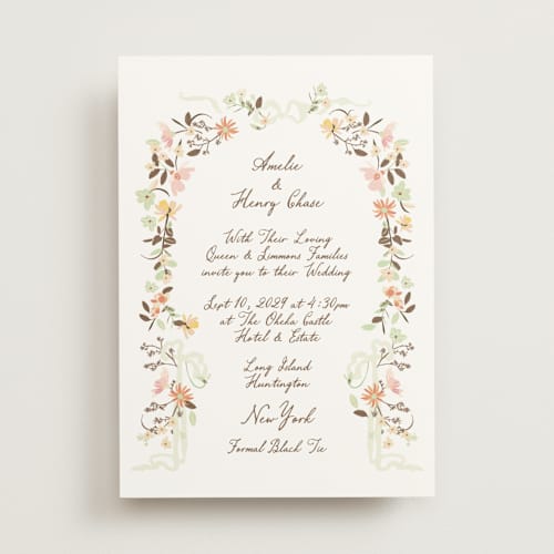 This is a autumn icecream wedding invitations with standard by Phrosné Barwood called spring draped garland printing on signature in standard