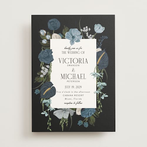This is a sapphire wedding invitations with standard by Susan Moyal called romantics printing on signature in standard