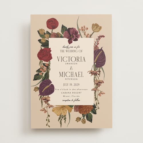 This is a copper wedding invitations with standard by Susan Moyal called romantics printing on signature in standard